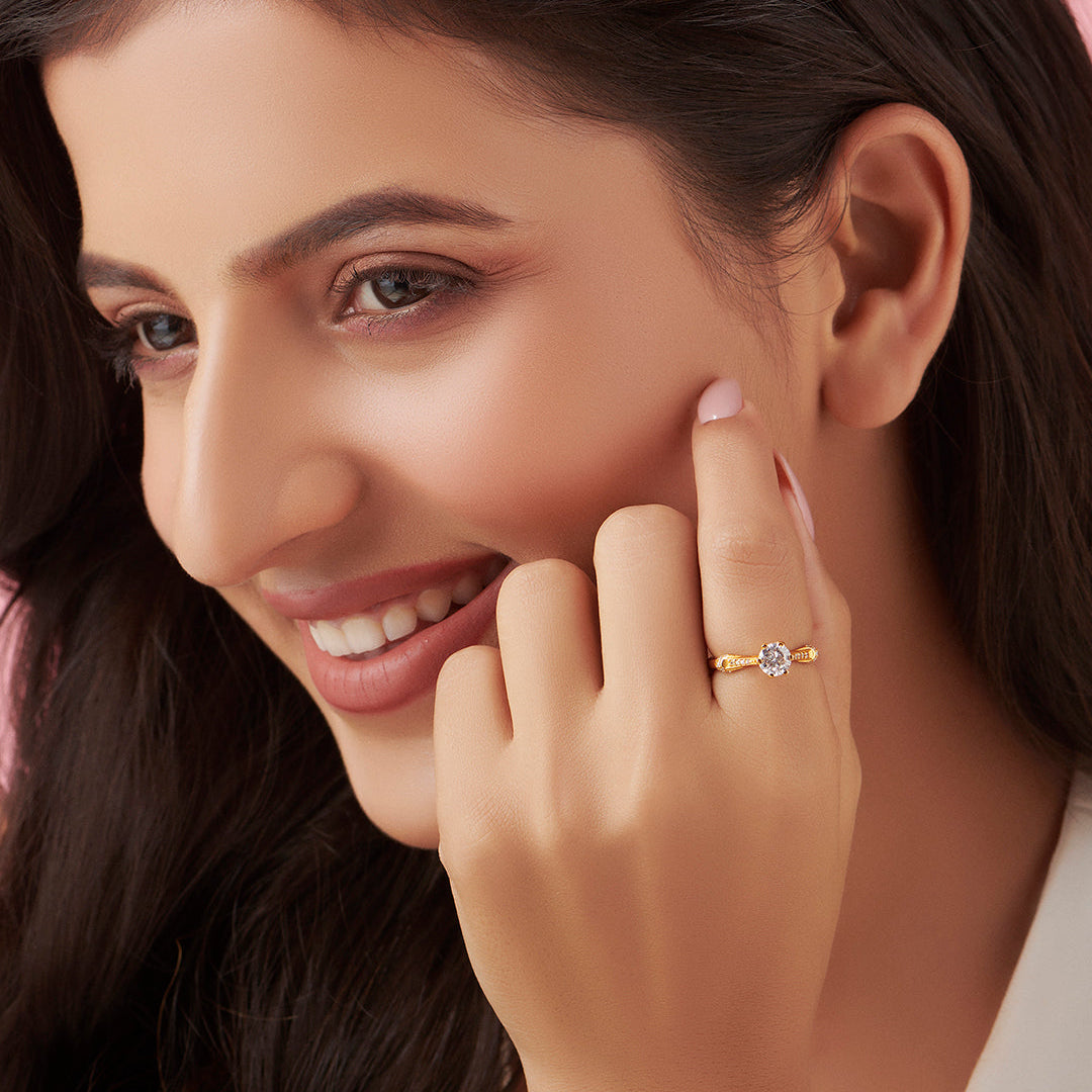 Gilded Allure Adjustable Gold Plated 925 Sterling Silver Ring (Adjustable)