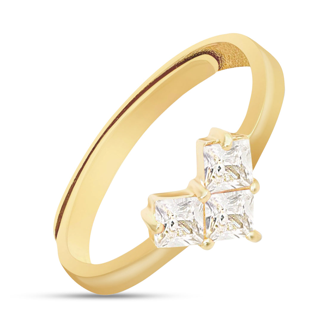 Golden Love Cubic Zirconia Gold-Plated 925 Sterling Silver Ring (Adjustable)