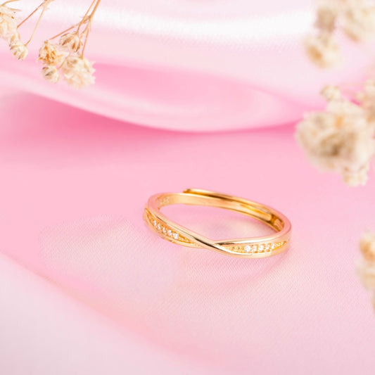 Golden Crossroads Gold Plated 925 Sterling Silver Cross Ring (Adjustable)