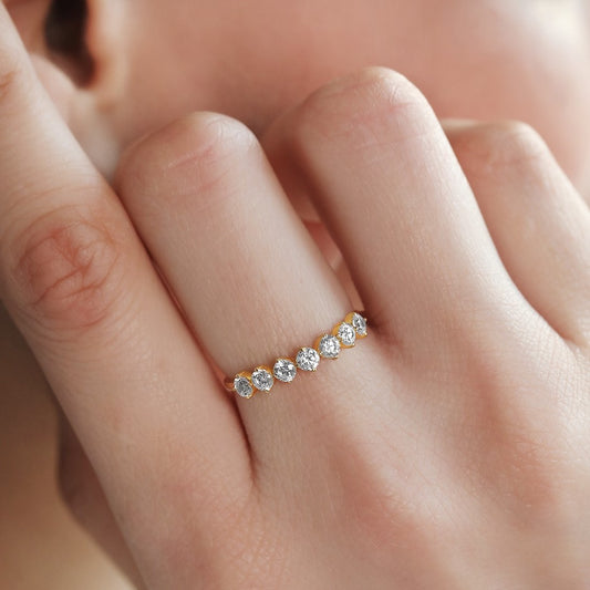 Golden Glow CZ Studded Gold Plated 925 Sterling Silver Ring