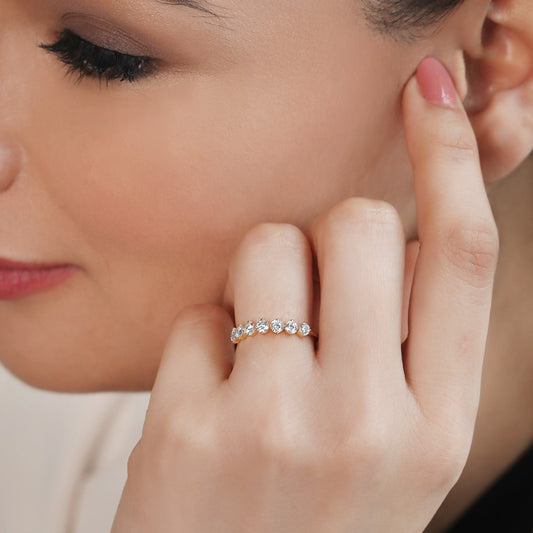 Golden Glow CZ Studded Gold Plated 925 Sterling Silver Ring