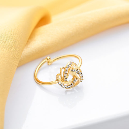 Mesmerizing Weave Gold plated 925 Sterling Silver Adjustable Ring (Adjustable)