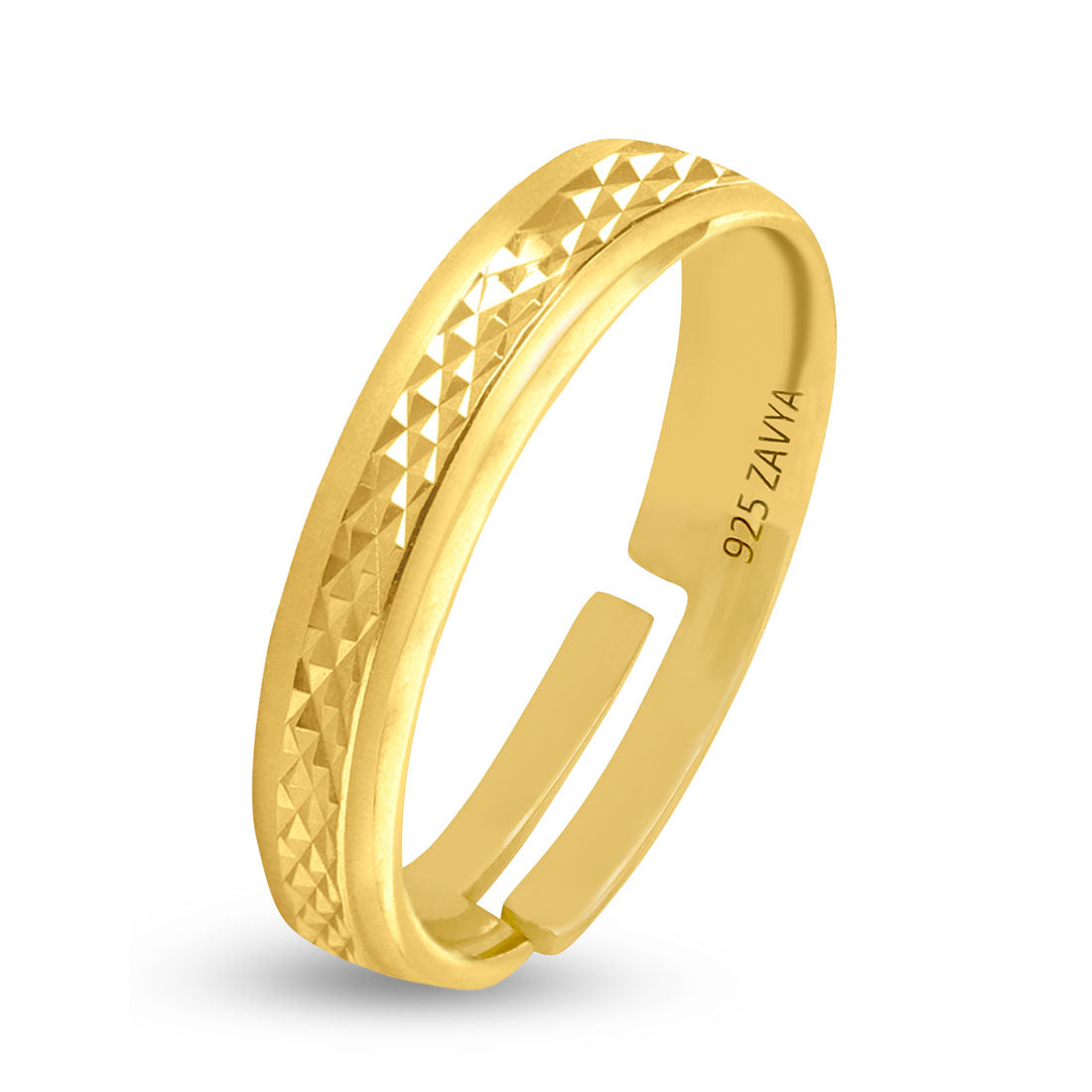 Timless Gold Rings Timeless Gold Plated 925 Sterling Silver Mens Ring (Adjustable) – Zavya