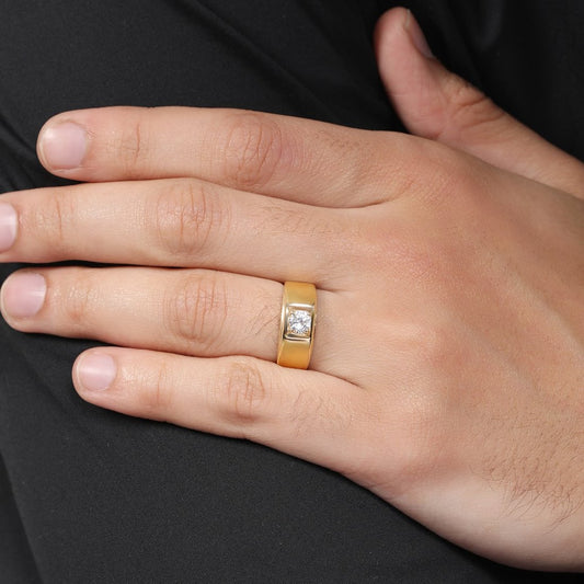 Golden Eternity 925 Sterling Silver Gold-Plated Couple Ring (Adjustable)