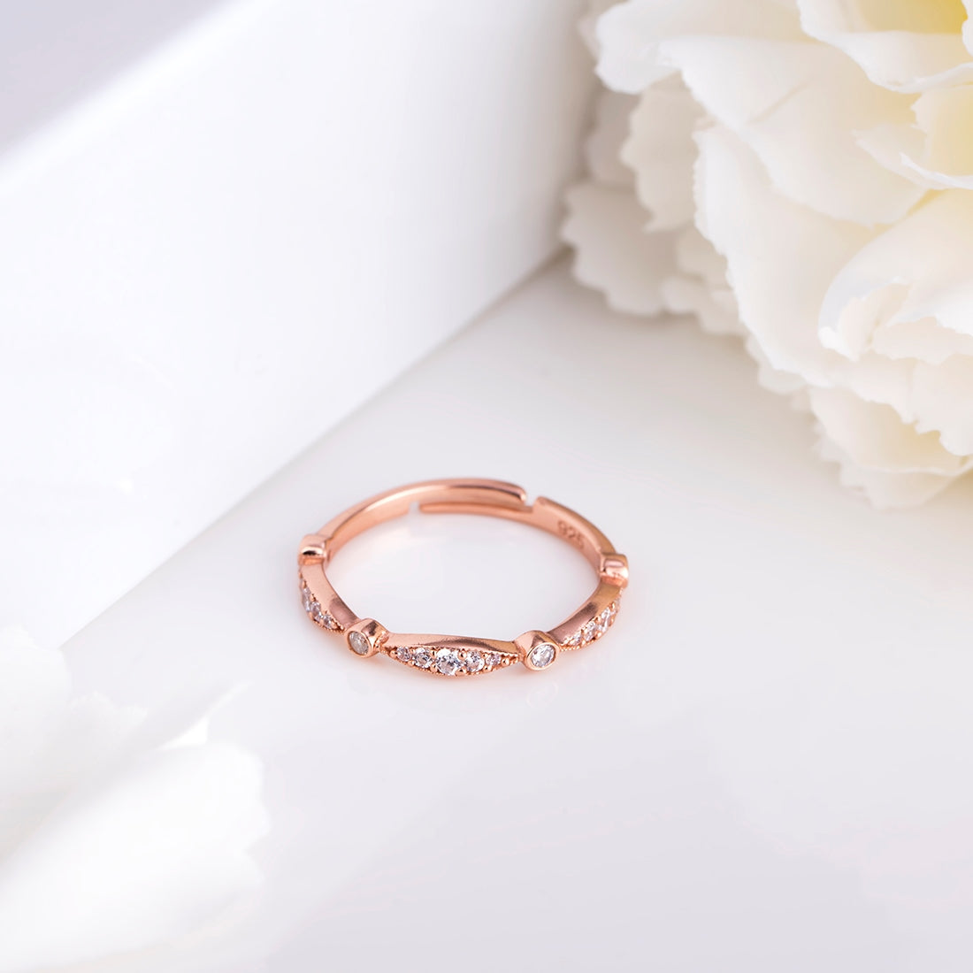 Rosy Radiance Rose Gold-Plated 925 Sterling Silver Ring for Her