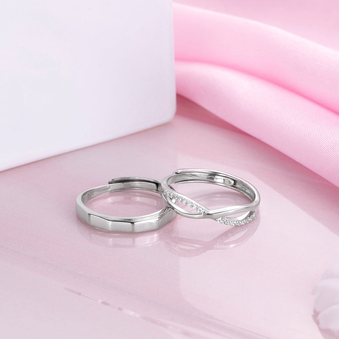 Shop Zavya's Eternal Infinity Rhodium-Plated 925 Sterling Silver Couple ...