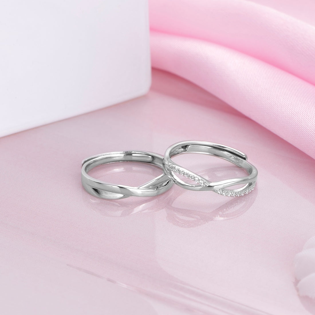 Infinity Bond Rhodium-Plated 925 Sterling Silver Ring (Adjustable)