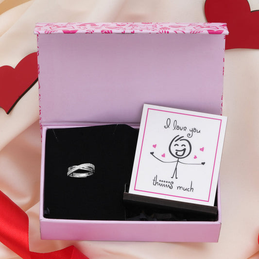 Divine Cross Rhodium Plated 925 Sterling Silver Women's Ring Gift Hamper