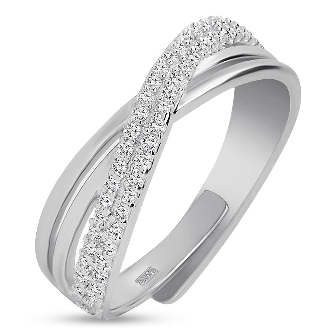 Divine Cross Rhodium Plated 925 Sterling Silver Women's Ring Gift Hamper