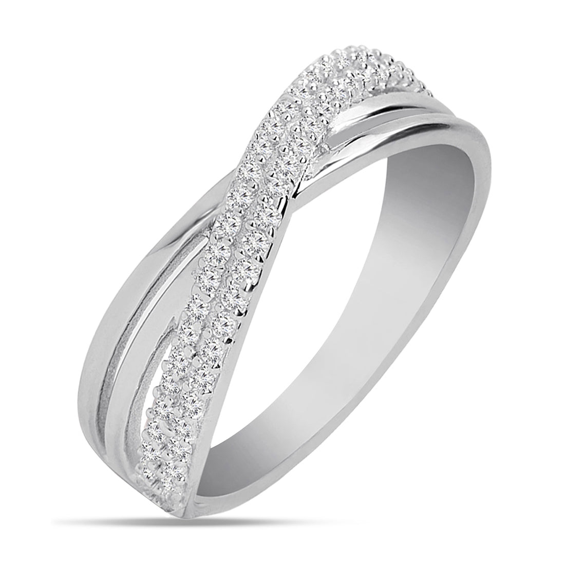 Divine Cross Rhodium Plated 925 Sterling Silver Women's Ring