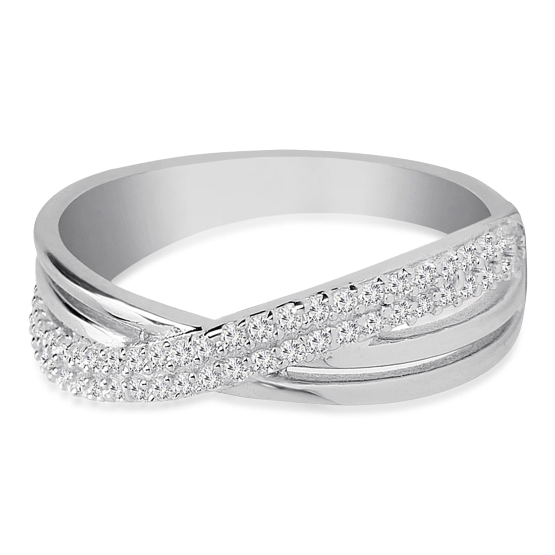 Divine Cross Rhodium Plated 925 Sterling Silver Women's Ring