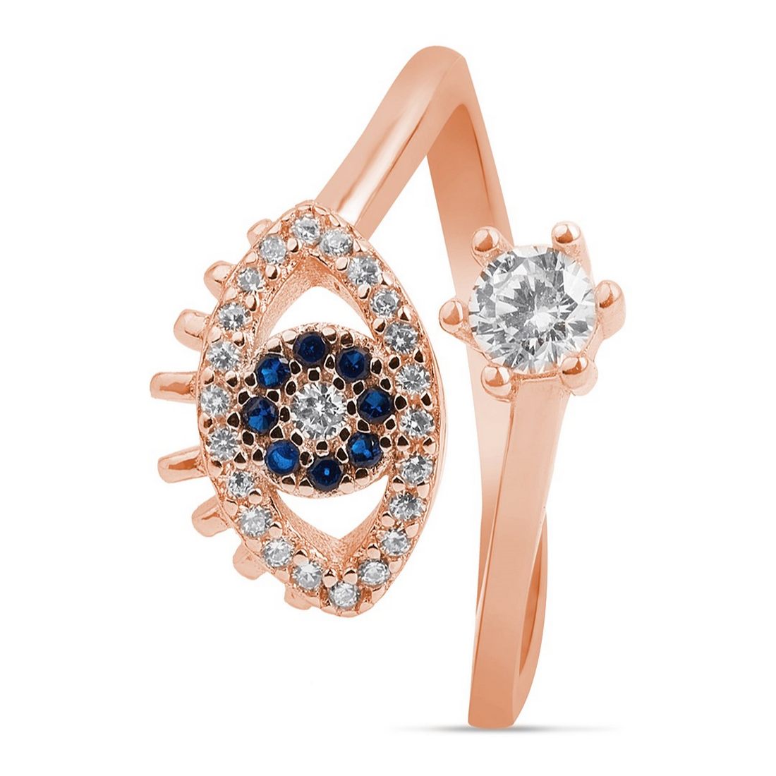 Guardian's Gaze: 925 Sterling Silver Rose Gold Plated Ring