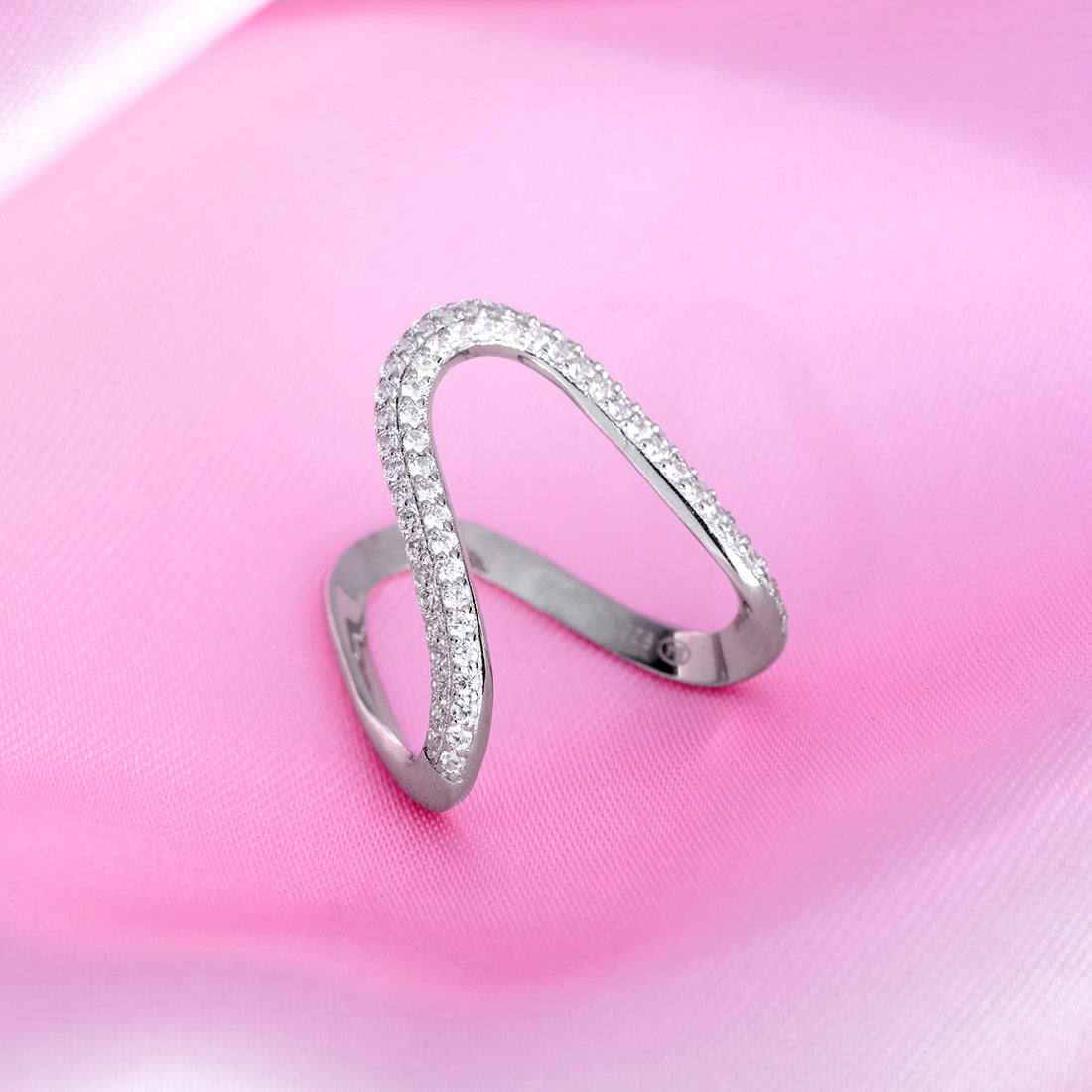 Abstract Elegance Rhodium Plated 925 Sterling Silver Ring