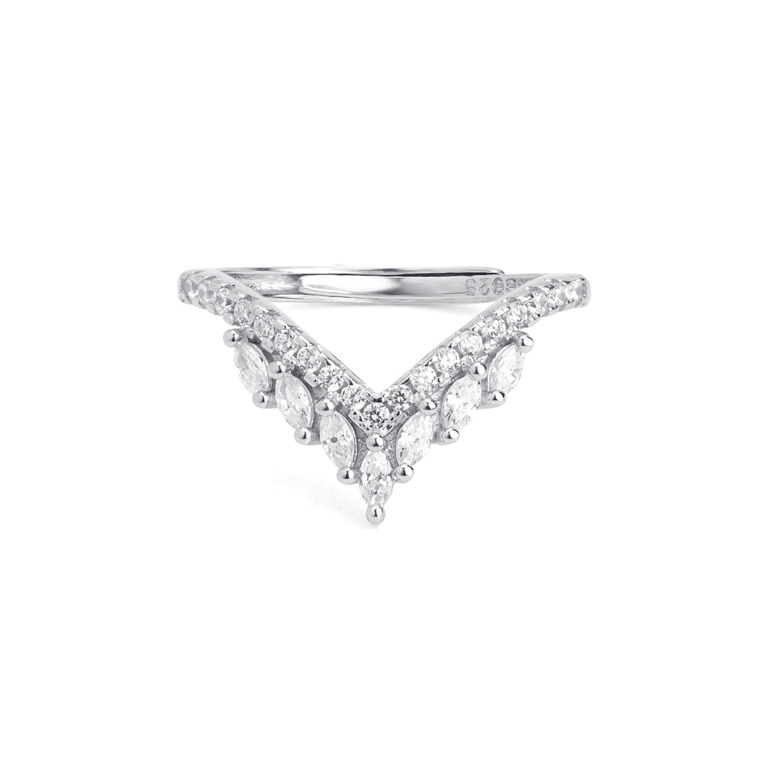 Regal Radiance Rhodium Plated 925 Sterling Silver Women's Ring