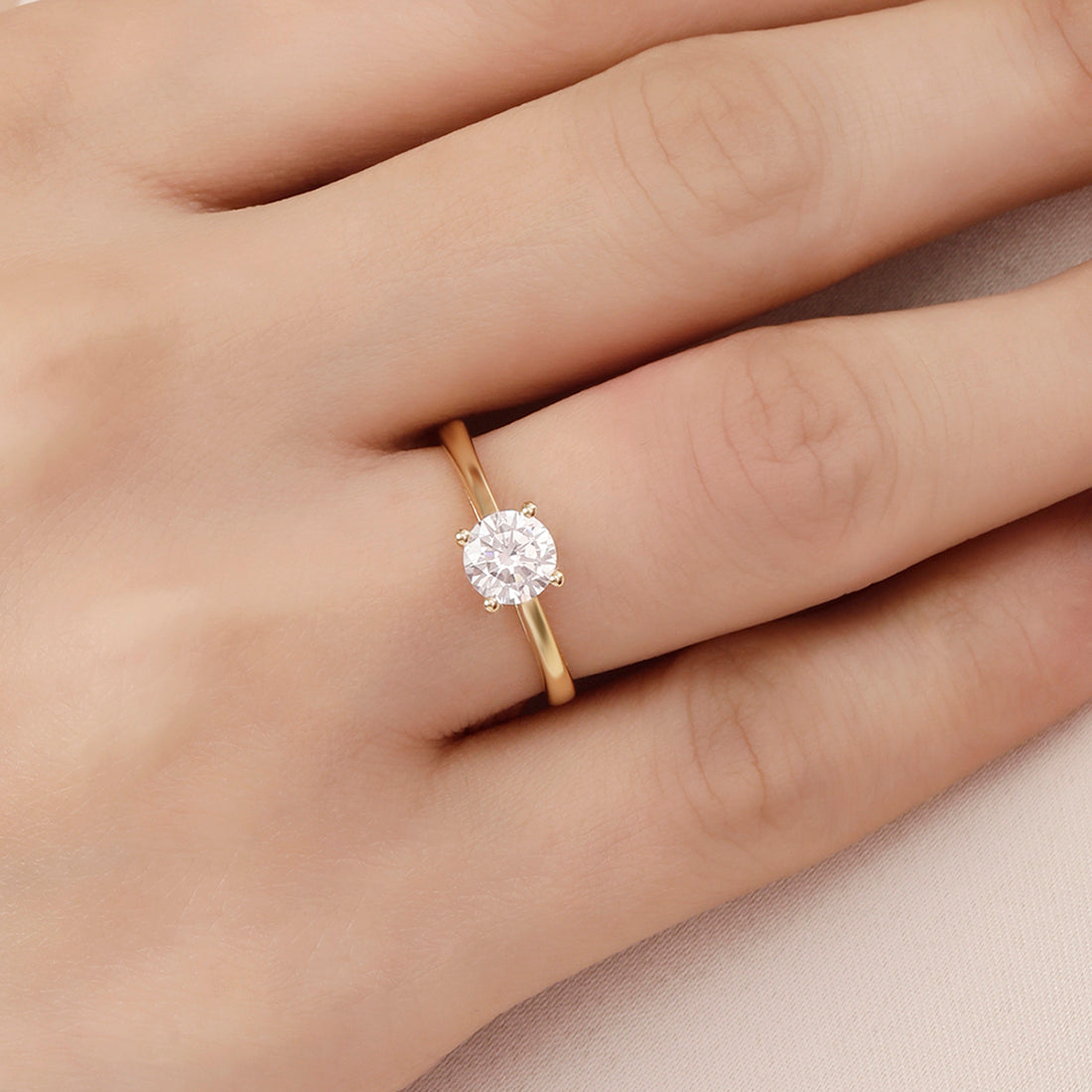 Classic Solitaire Gold Plated 925 Sterling Silver Ring – Zavya