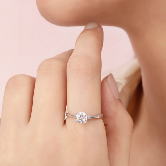 Solitaire Sparkle Rhodium Plated 925 Sterling Silver Ring