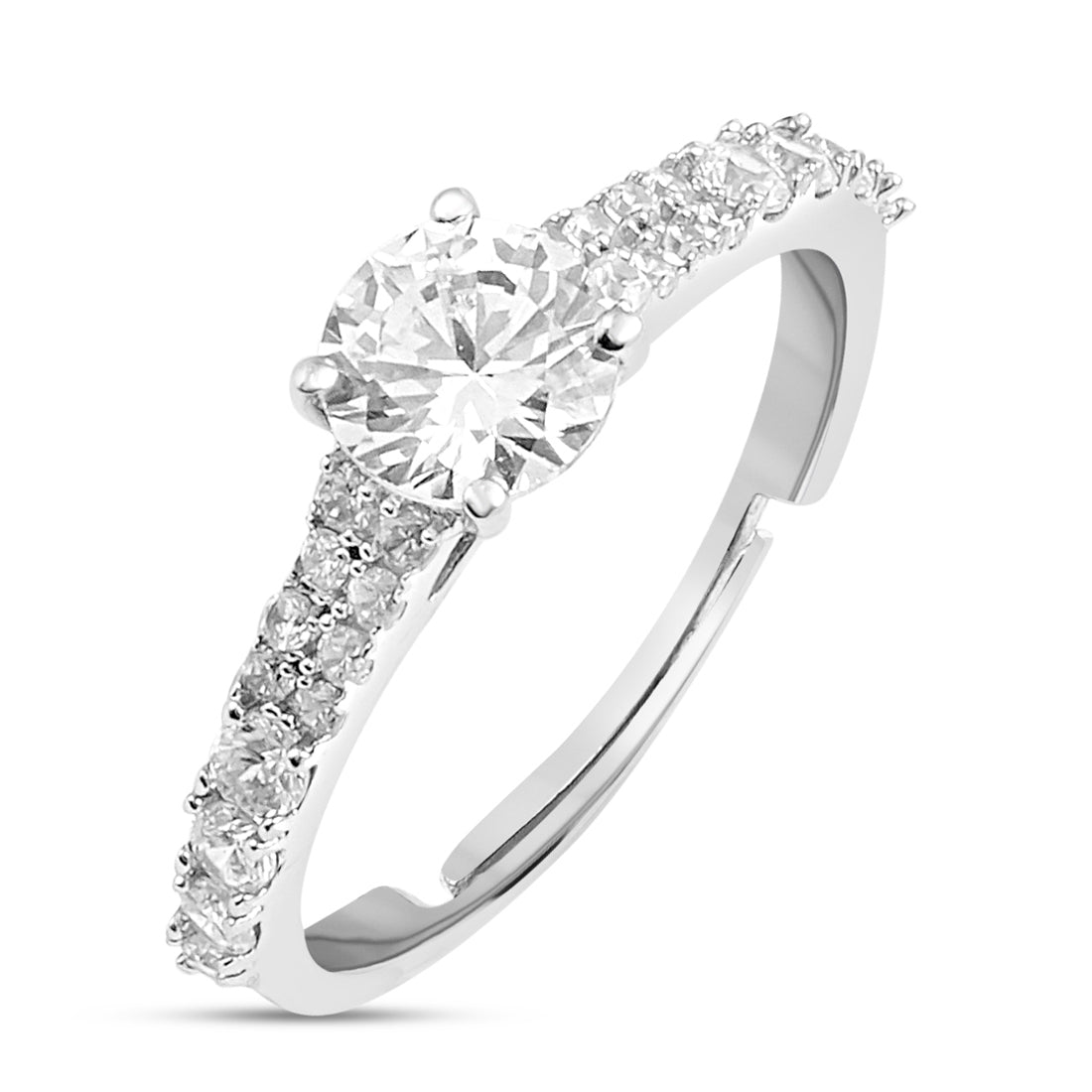Classic Solitaire Rhodium Plated 925 Sterling Silver Ring – Zavya