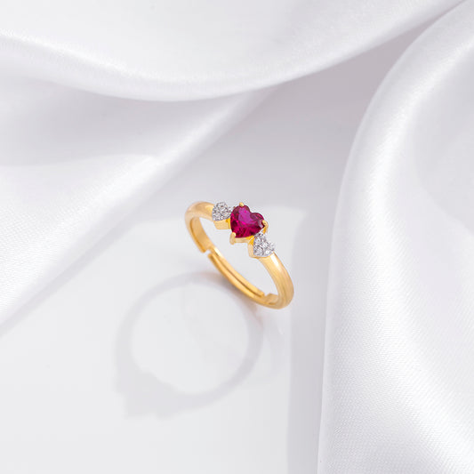 925 Sterling Silver Pink Heart Gold Plated 925 Sterling Silver Ring for Women – Zavya