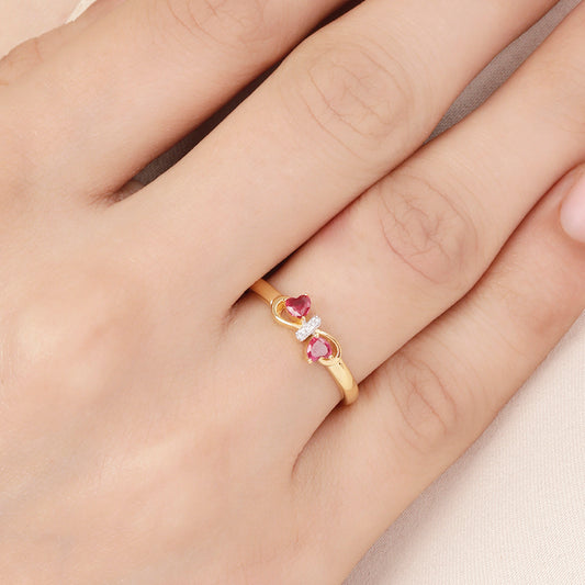 Infinity Heart CZ Gold Plated 925 Sterling Silver Ring