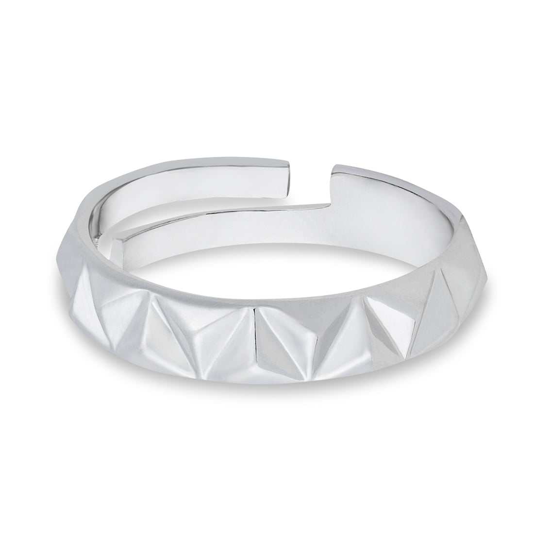 Textured Rhodium Plated 925 Sterling Silver Men's Ring