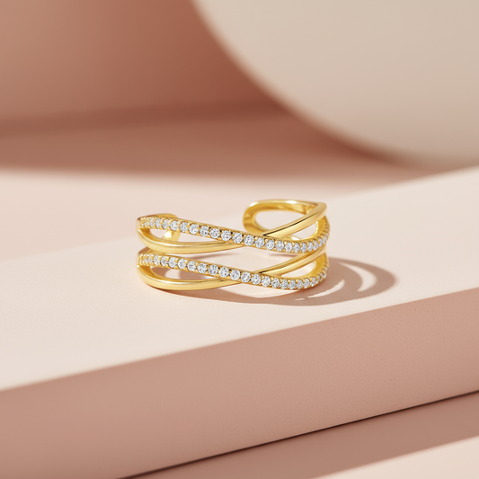 Embrace of Infinite Grace Gold Plated Ring (Adjustable)