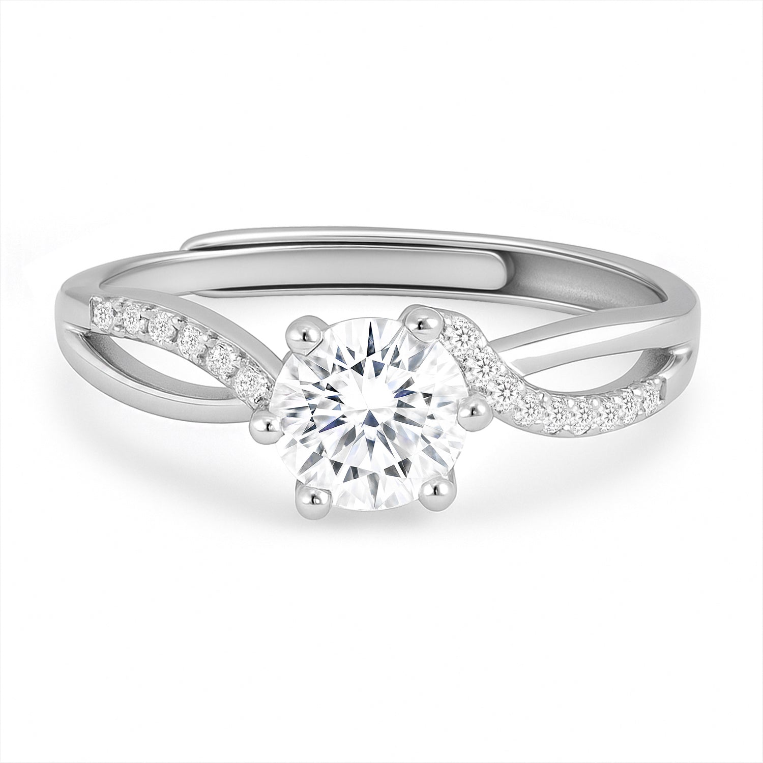 Crowned in Love Solitaire Rhodium Plated Ring (Adjustable)
