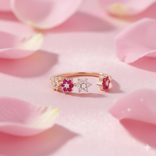 The Sweetest Garden Rose Gold Plated Ring (Adjustable)