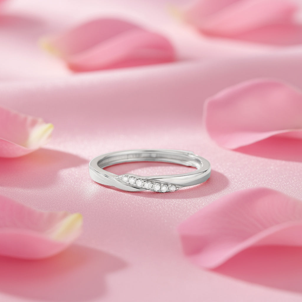 The Silent Promise Rhodium Plated Ring (Adjustable)