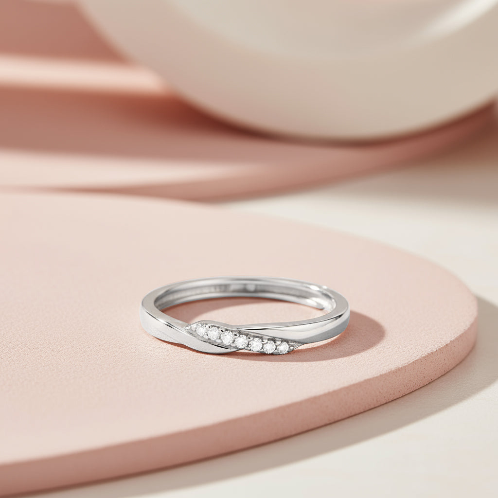 The Silent Promise Rhodium Plated Ring (Adjustable)