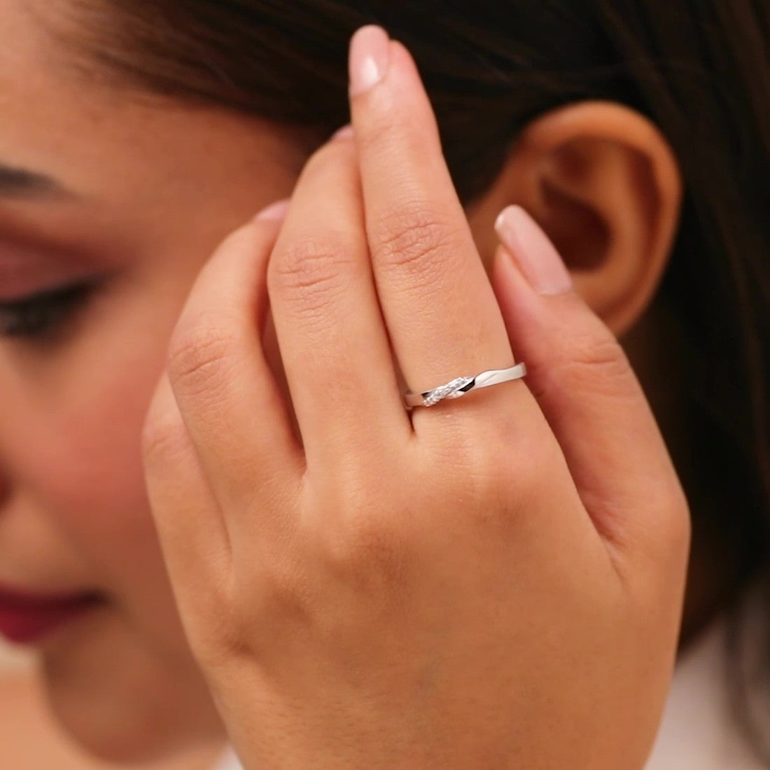 The Silent Promise Rhodium Plated Ring (Adjustable)