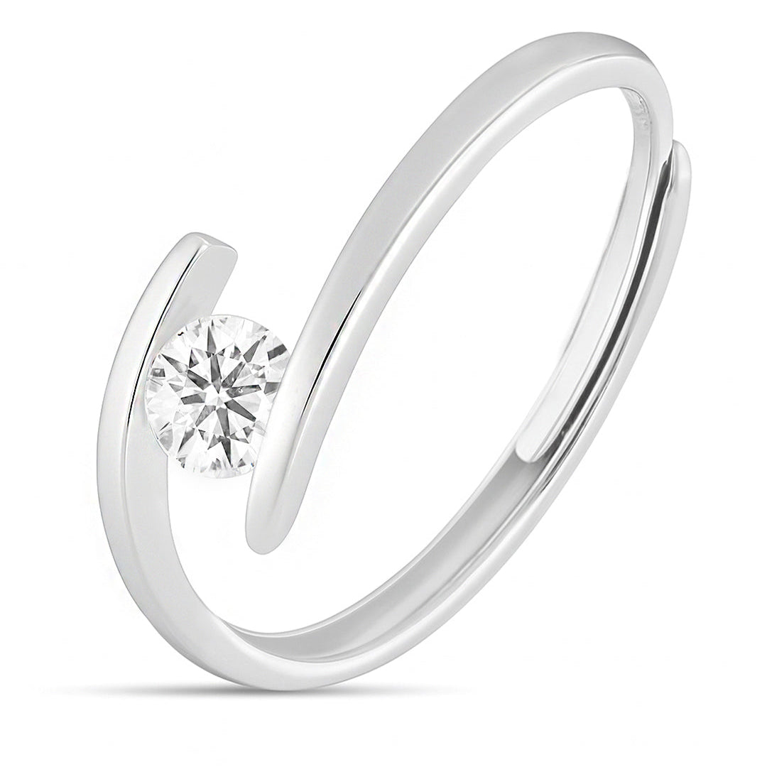 The One I Choose Solitaire Rhodium Plated Ring (Adjustable)
