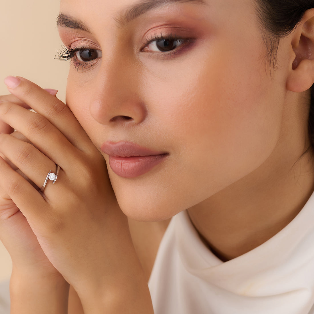 The One I Choose Solitaire Rhodium Plated Ring (Adjustable)