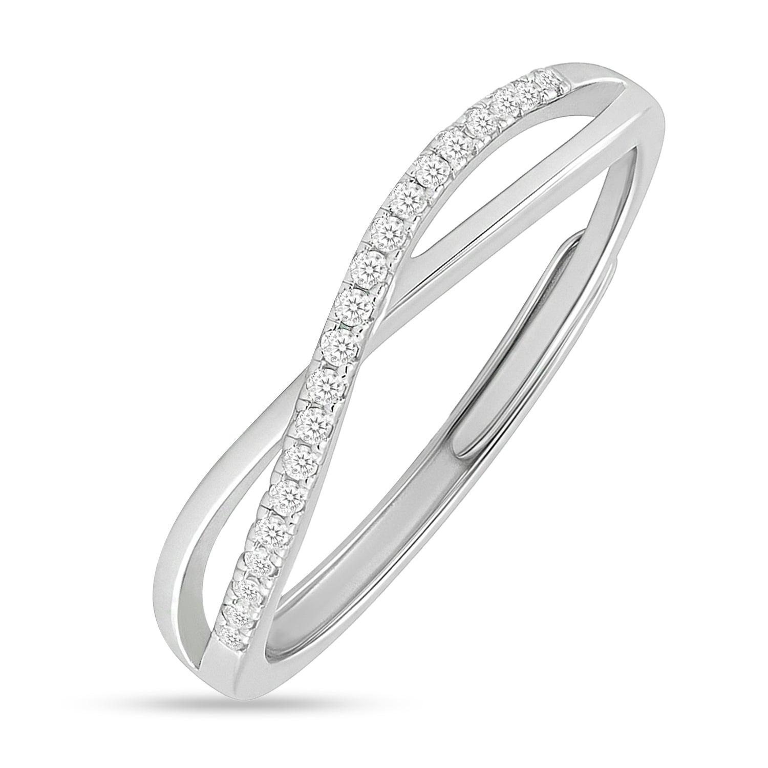 Infinite Sparkle Adjustable Rhodium Plated Ring (Adjustable)