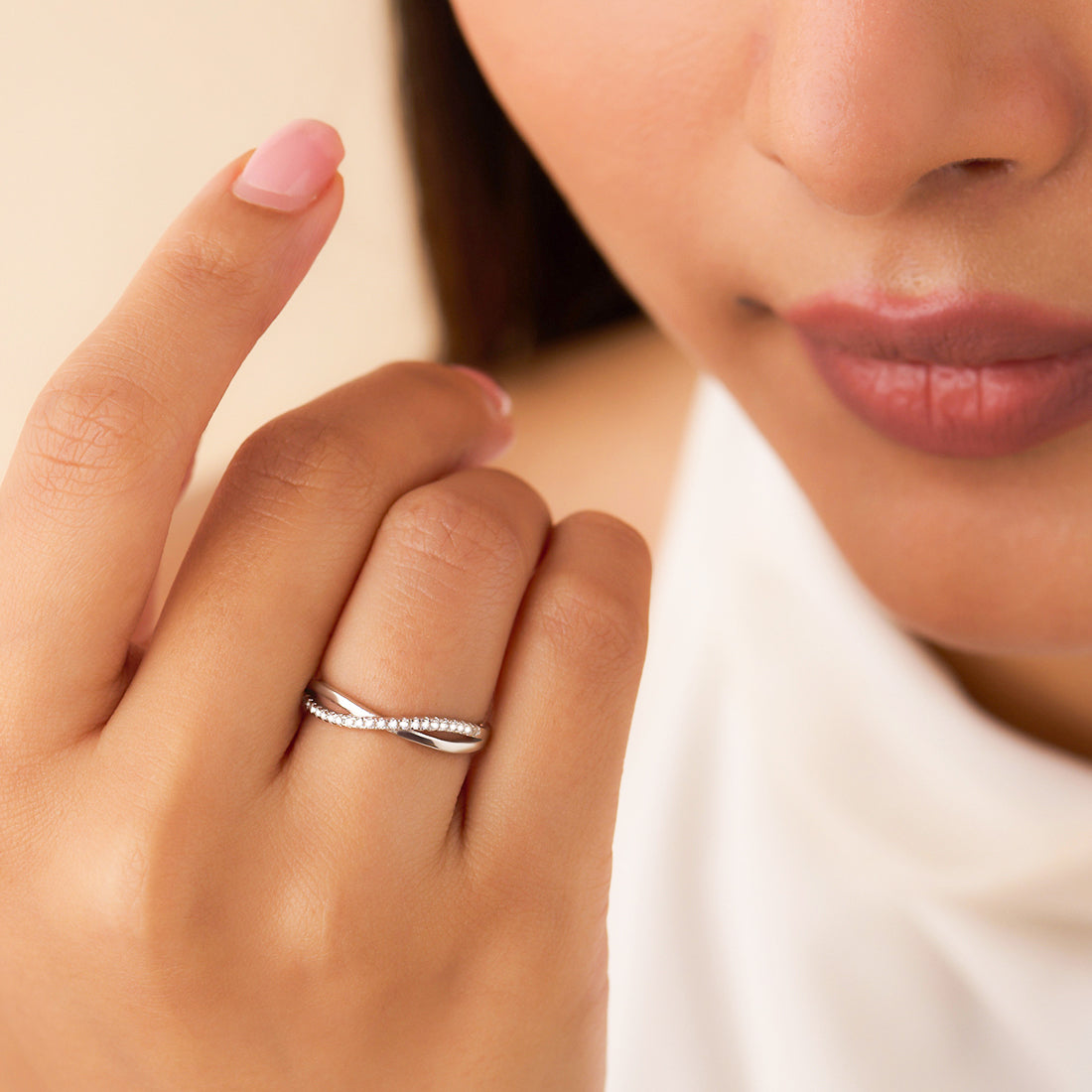 Infinite Sparkle Adjustable Rhodium Plated Ring (Adjustable)