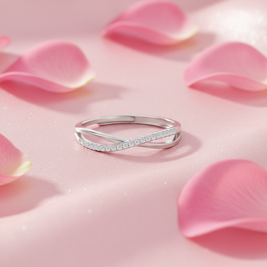 Infinite Sparkle Adjustable Rhodium Plated Ring (Adjustable)