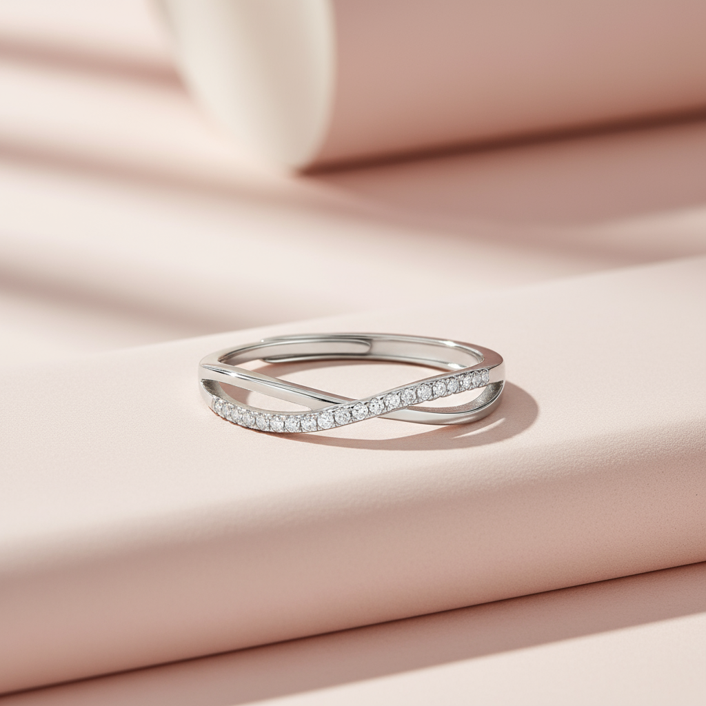 Infinite Sparkle Adjustable Rhodium Plated Ring (Adjustable)