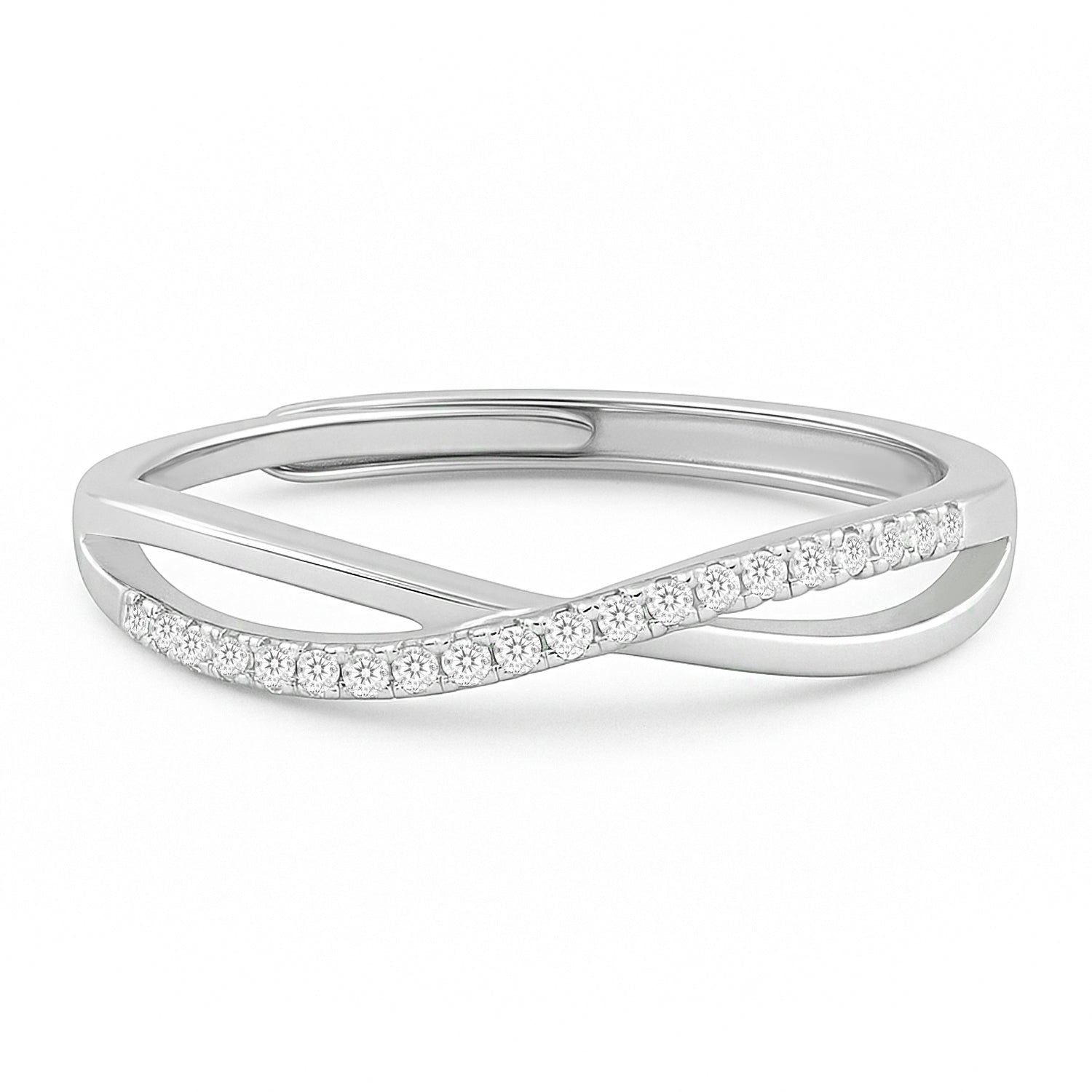 Infinite Sparkle Adjustable Rhodium Plated Ring (Adjustable)