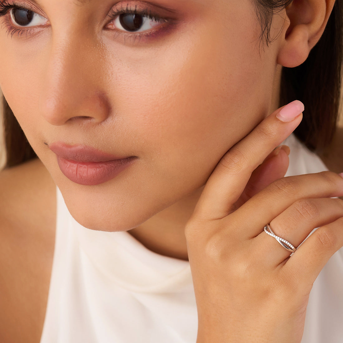 Infinite Sparkle Adjustable Rhodium Plated Ring (Adjustable)