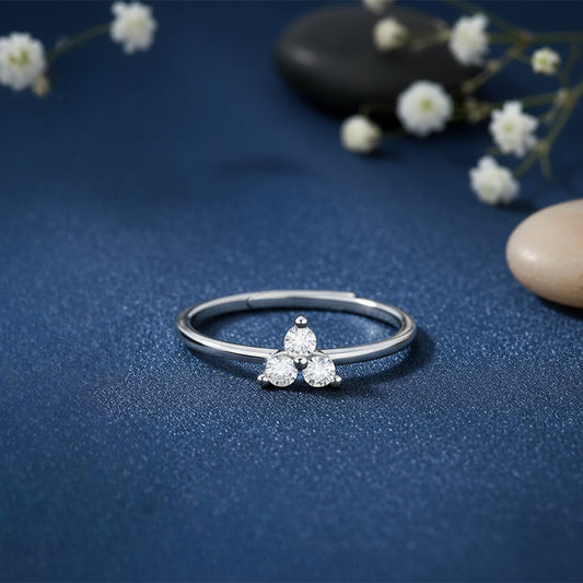 Three Wishes Silver Rhodium Plated Ring (Adjustable)