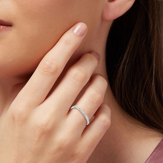 Always and Forever Rhodium Plated 925 Sterling Silver Couple Ring (Adjustable)