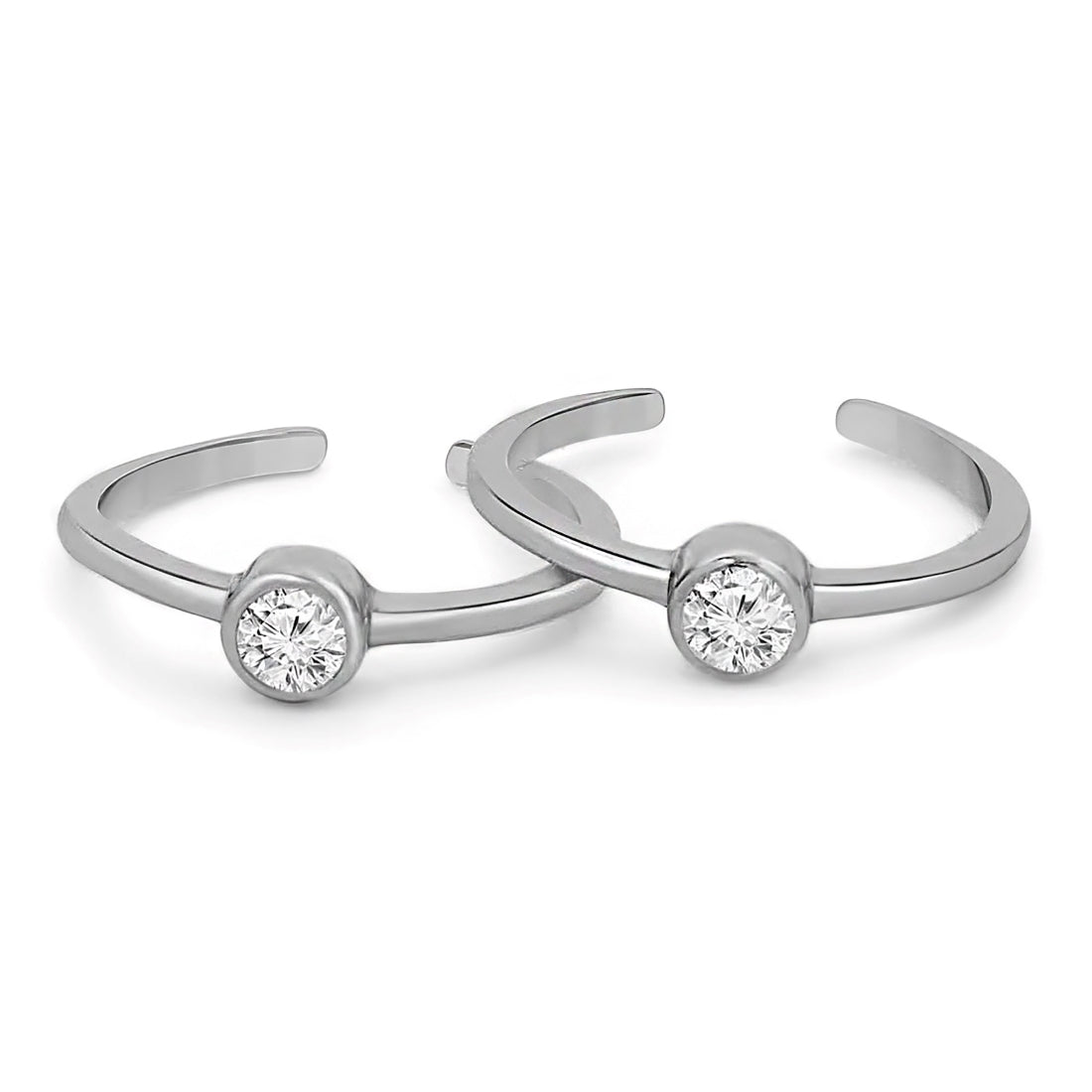 Solitaire Cut CZ Rhodium Plated 925 Silver Toe ring (Adjustable) – Zavya
