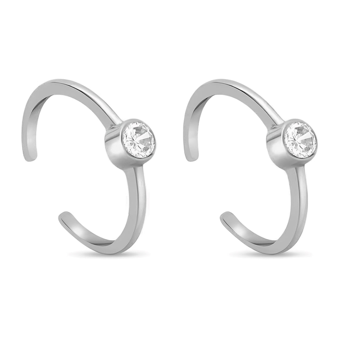 Solitaire Cut CZ Rhodium Plated 925 Silver Toe ring (Adjustable) – Zavya