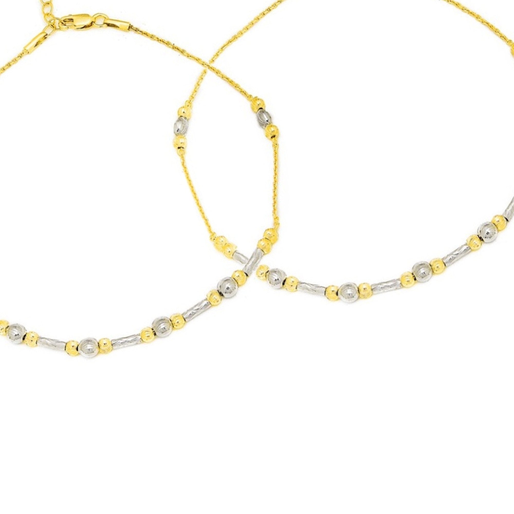 Duo Radiance 925 Sterling Silver Gold & Rhodium Plated Anklet