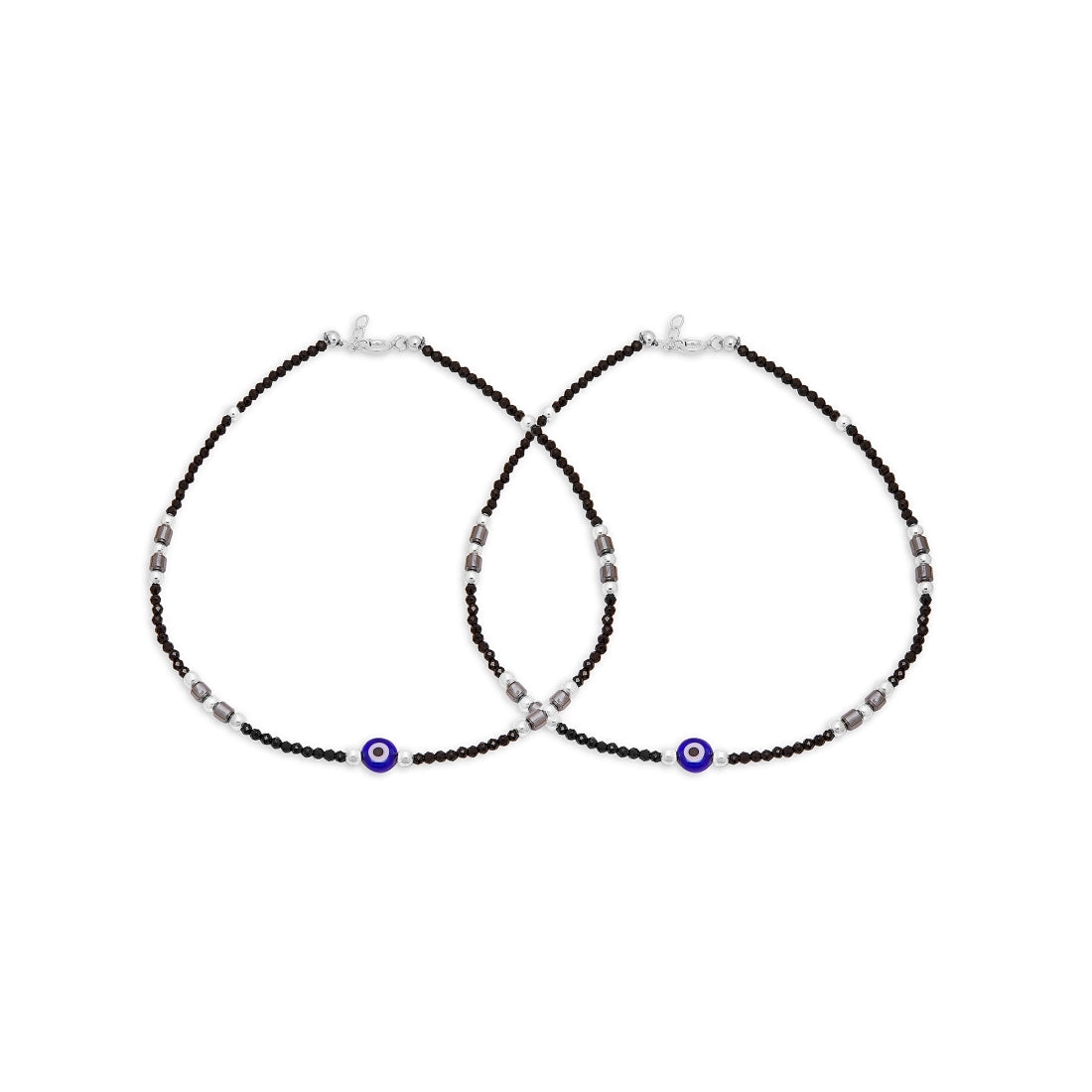 Nightshade Guardian 925 Sterling Silver Rhodium-Plated Evil Eye Anklet