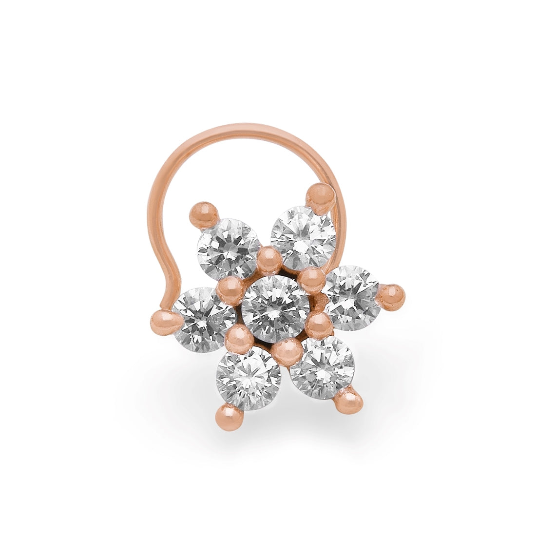 Floral Bloom 925 Sterling Silver Rose Gold-Plated Nath