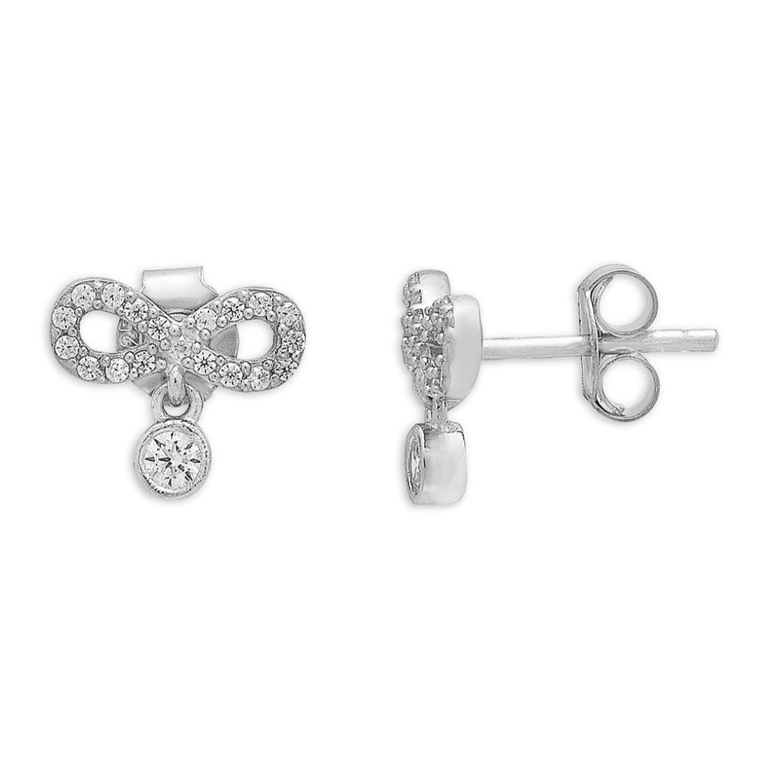Timeless Infinity Rhodium-Plated 925 Sterling Silver Earrings