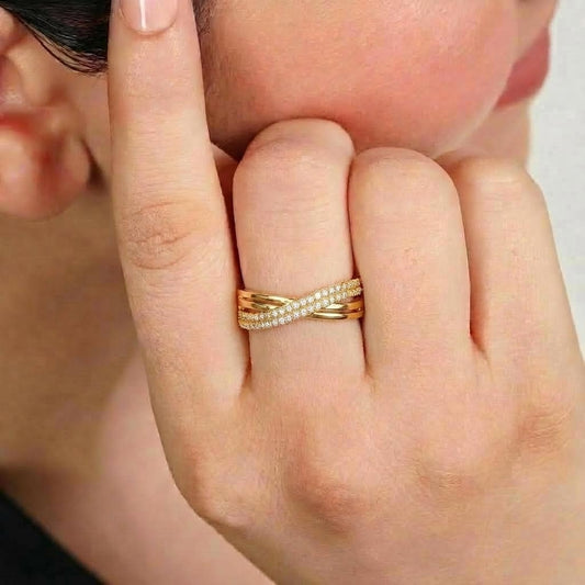 Divine Cross Gold Plated 925 Sterling Silver Women's Ring