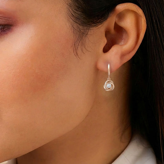 Soft Orbit Rose Gold Silver Drop Earrings