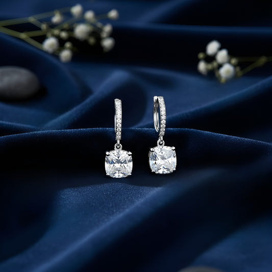 925 Sterling Silver Echo of Light Silver Dangle Hoop Rhodium Plated Earrings for Women – Zavya