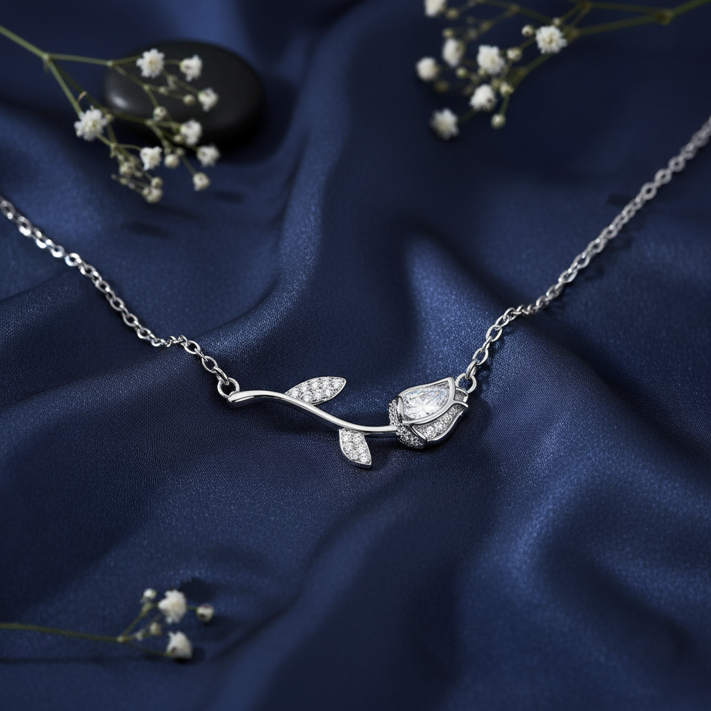 Where Love Blossoms Rhodium Plated Necklace